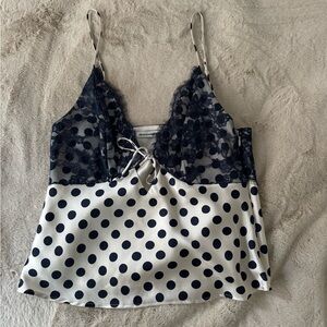 Abercrombie & Fitch Navy Polka Dot Lace Cami